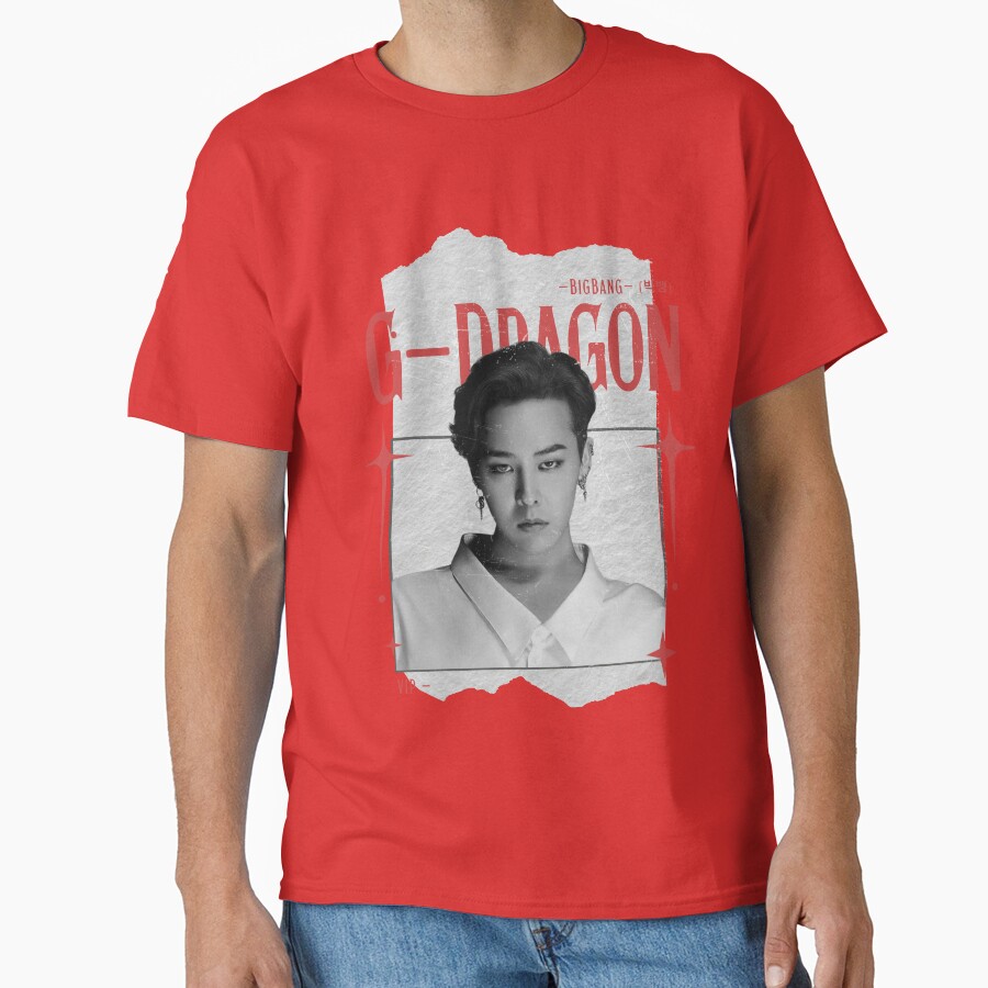 G Dragon Bigbang Kwon Ji Yong Retro Y2k Preppy Red And Black Scrapbook Collage Design T-shirt - Image 5