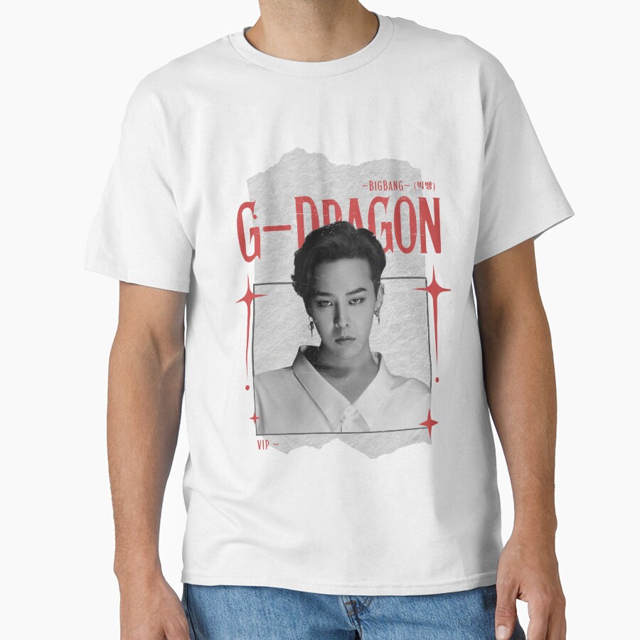 G Dragon Bigbang Kwon Ji Yong Retro Y2k Preppy Red And Black Scrapbook Collage Design T-shirt