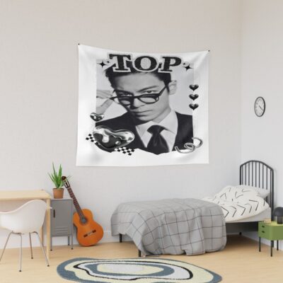 Top Choi Seung Hyun Korean Actor Black And White Collage Design Tapestry
