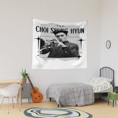 Top Choi Seung Hyun Korean Actor Retro Y2k Black And White Scrapbook Collage Design Tapestry
