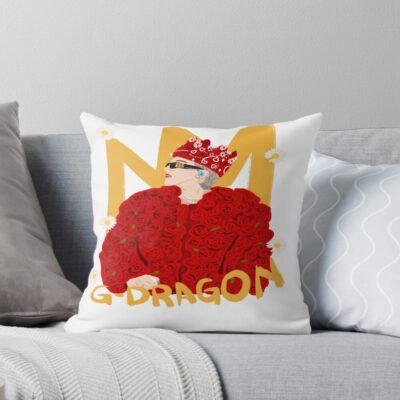 G Dragon Red Rose Crown Pop Art Throw Pillow